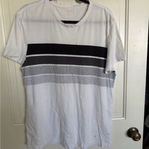 Calvin Klein Men's White and Gray Striped T-Shirt